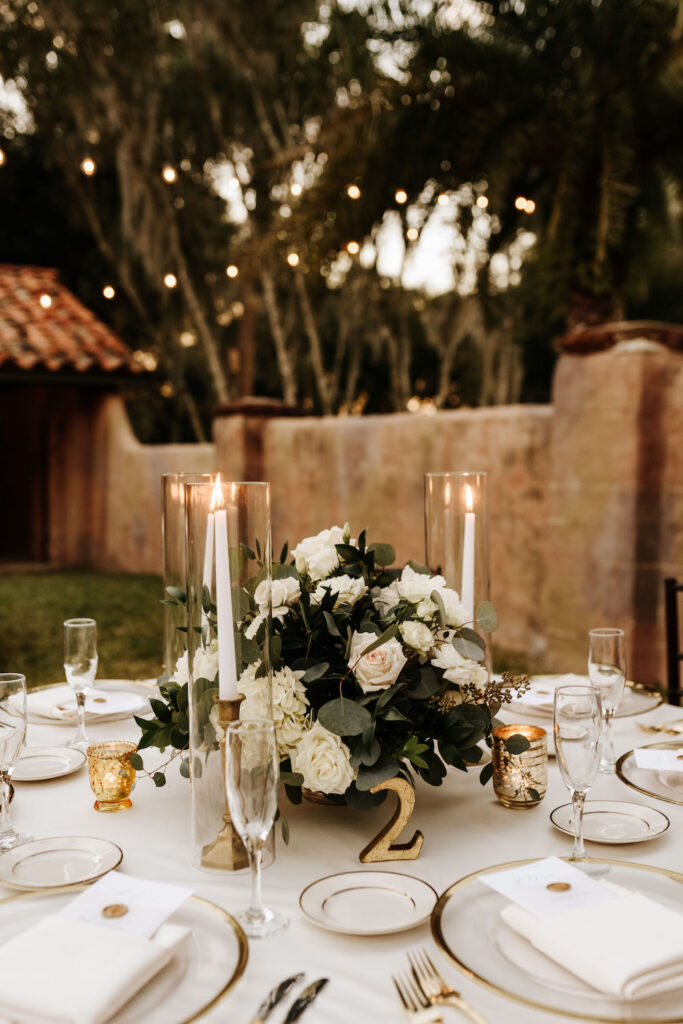 greenery gold wedding centerpieces