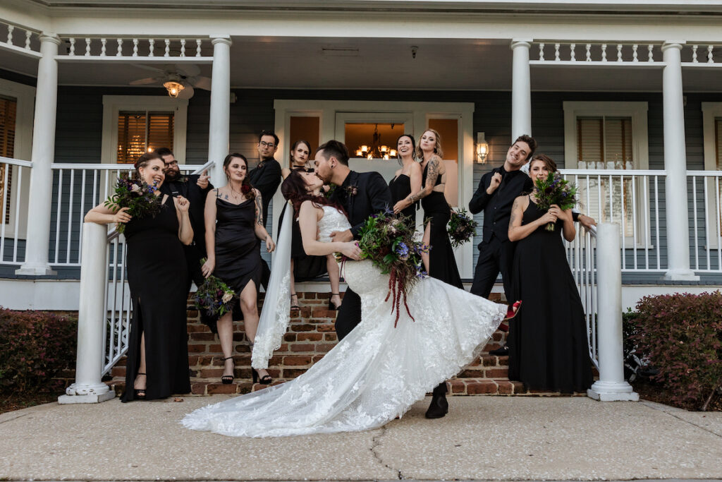 all black wedding party attire