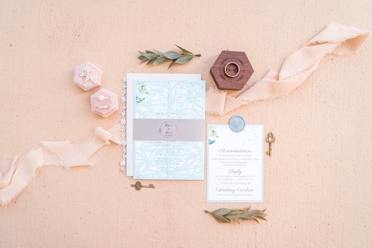 blue wedding invitation details