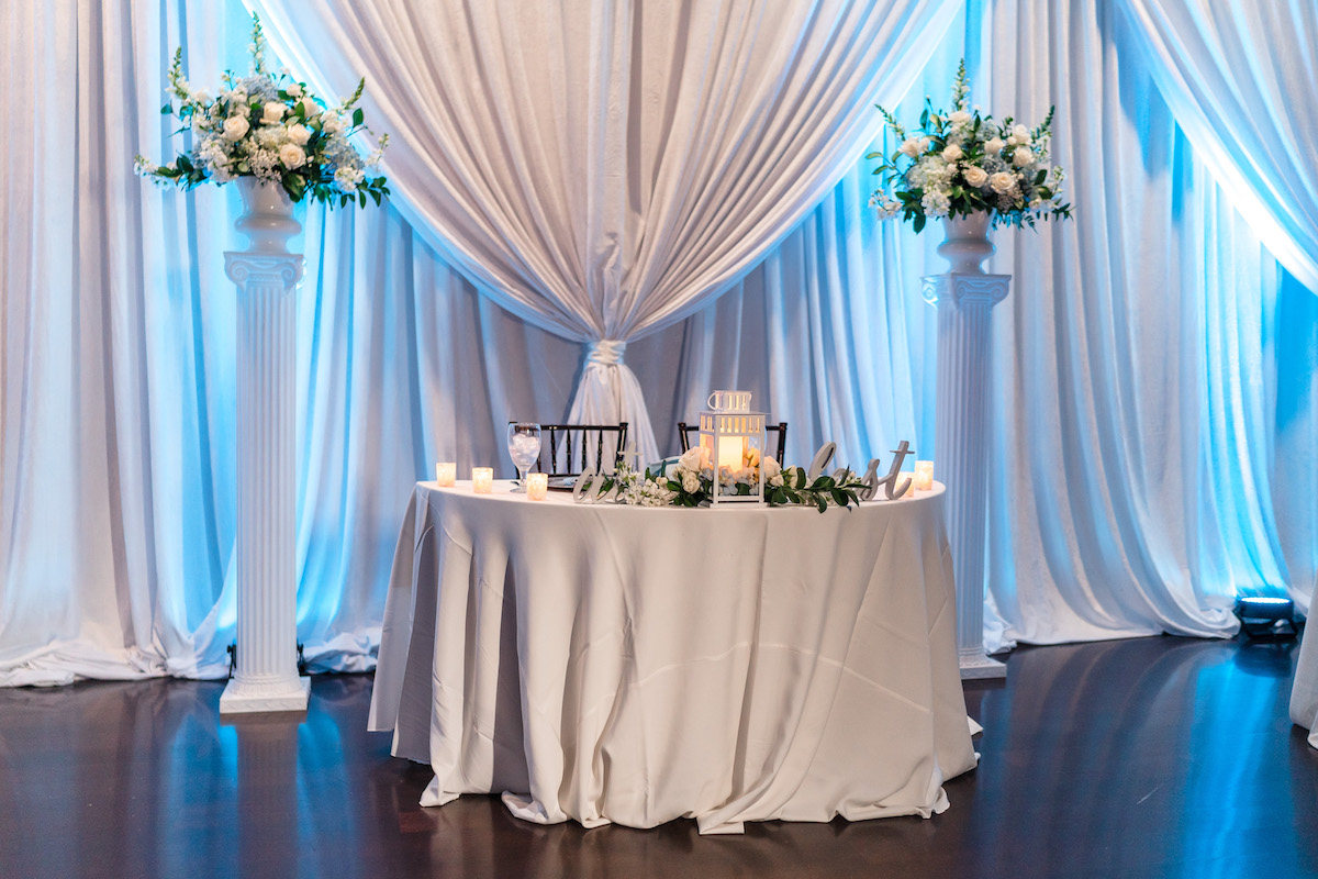 blue sweetheart table details