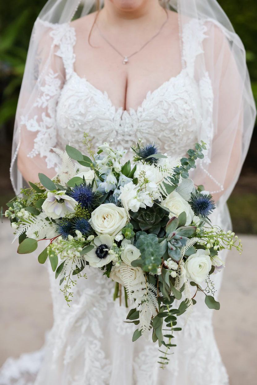 blue textured wedding bouquet