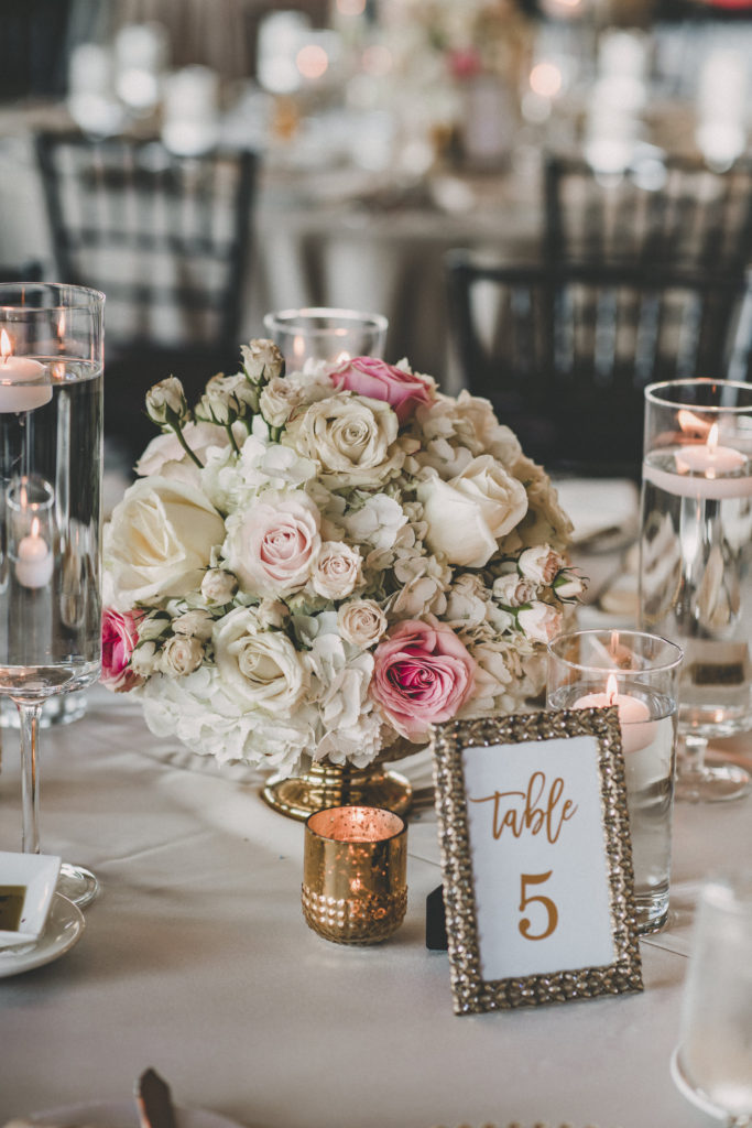 blush gold wedding reception