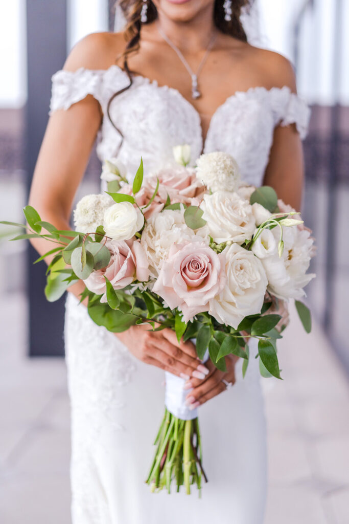 blush greenery wedding bouquet