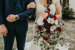 red white blue bouquet