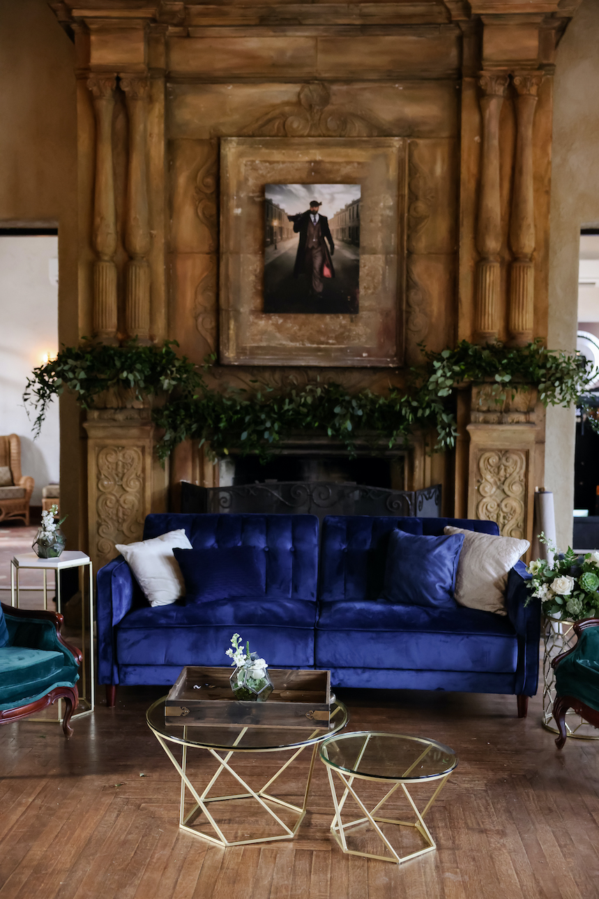 moody blue wedding lounge