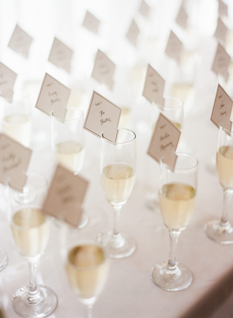 champagne wedding place cards