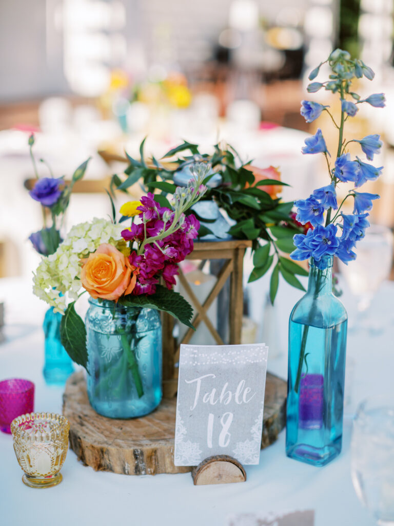 bright rustic wedding centerpiece