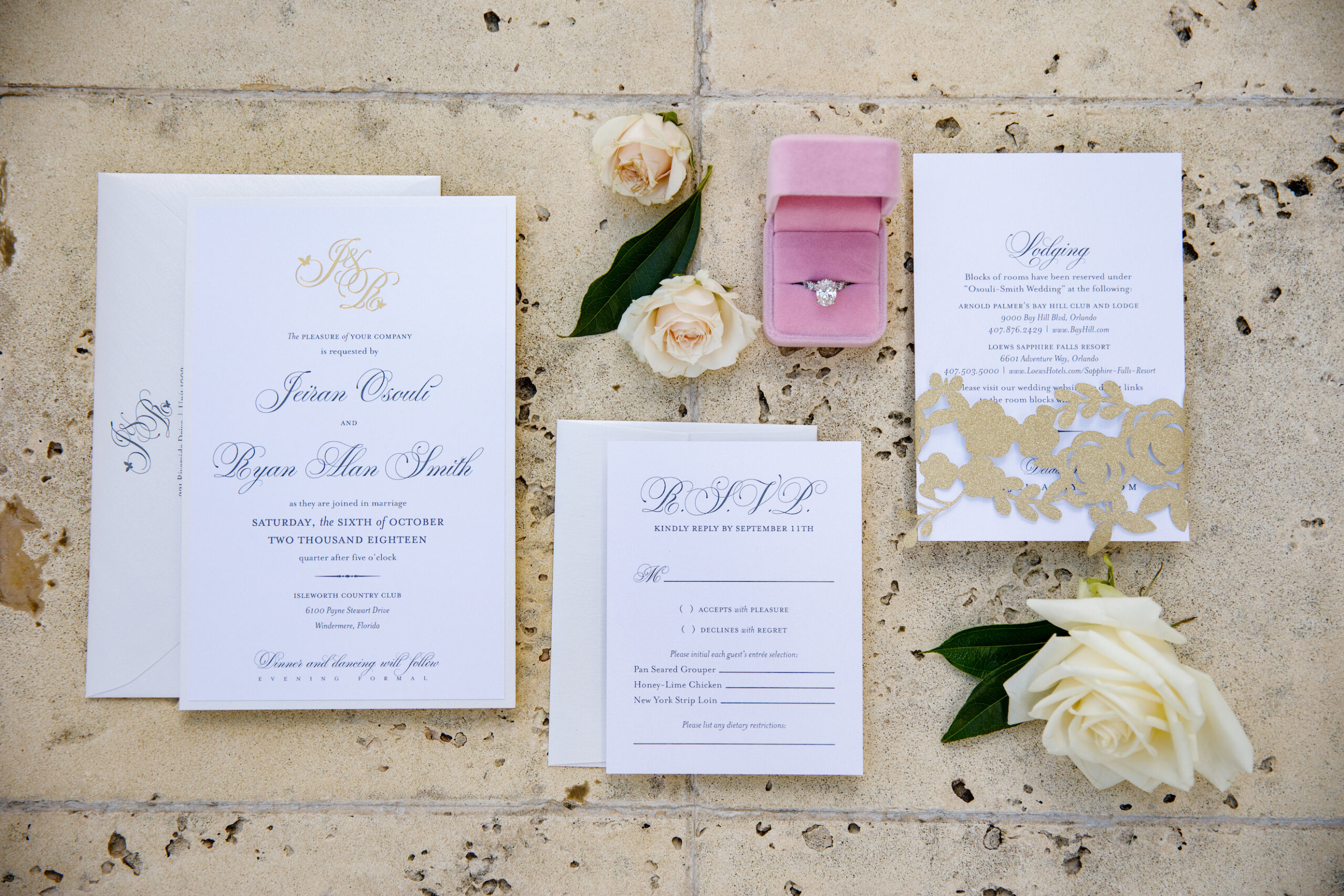 custom gold white invitations