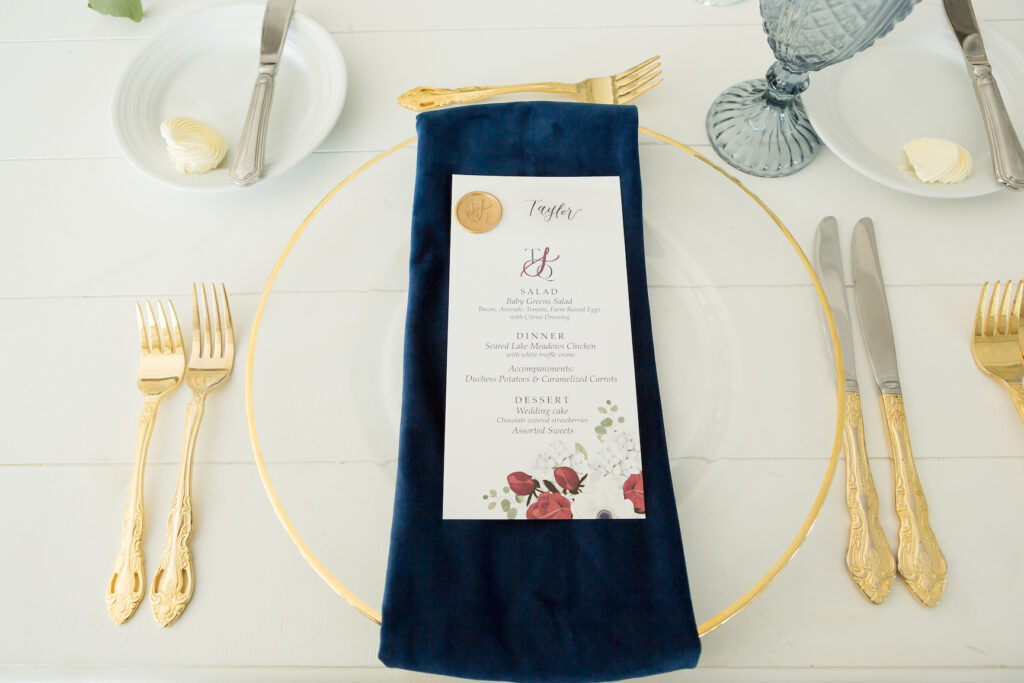 custom wedding table menus