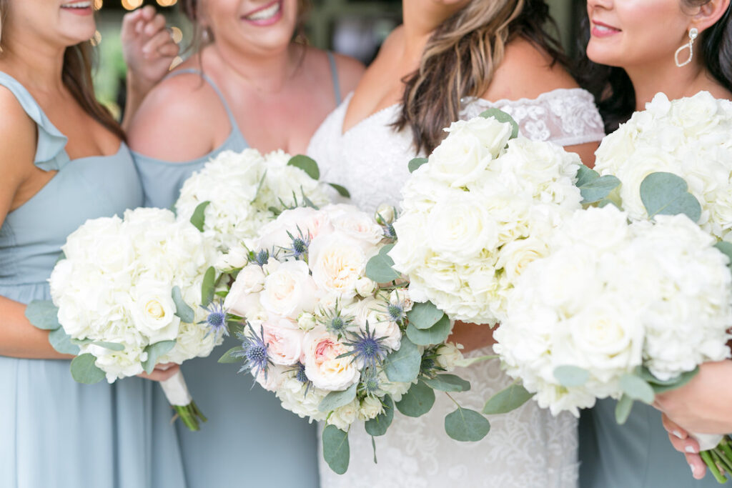 dusty blue wedding bouquets