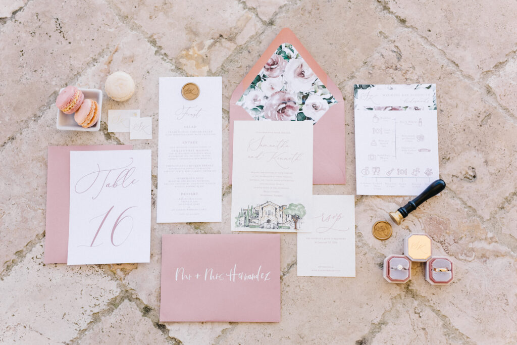 dusty rose wedding invitation