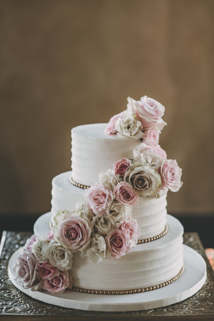 blush gold wedding cake