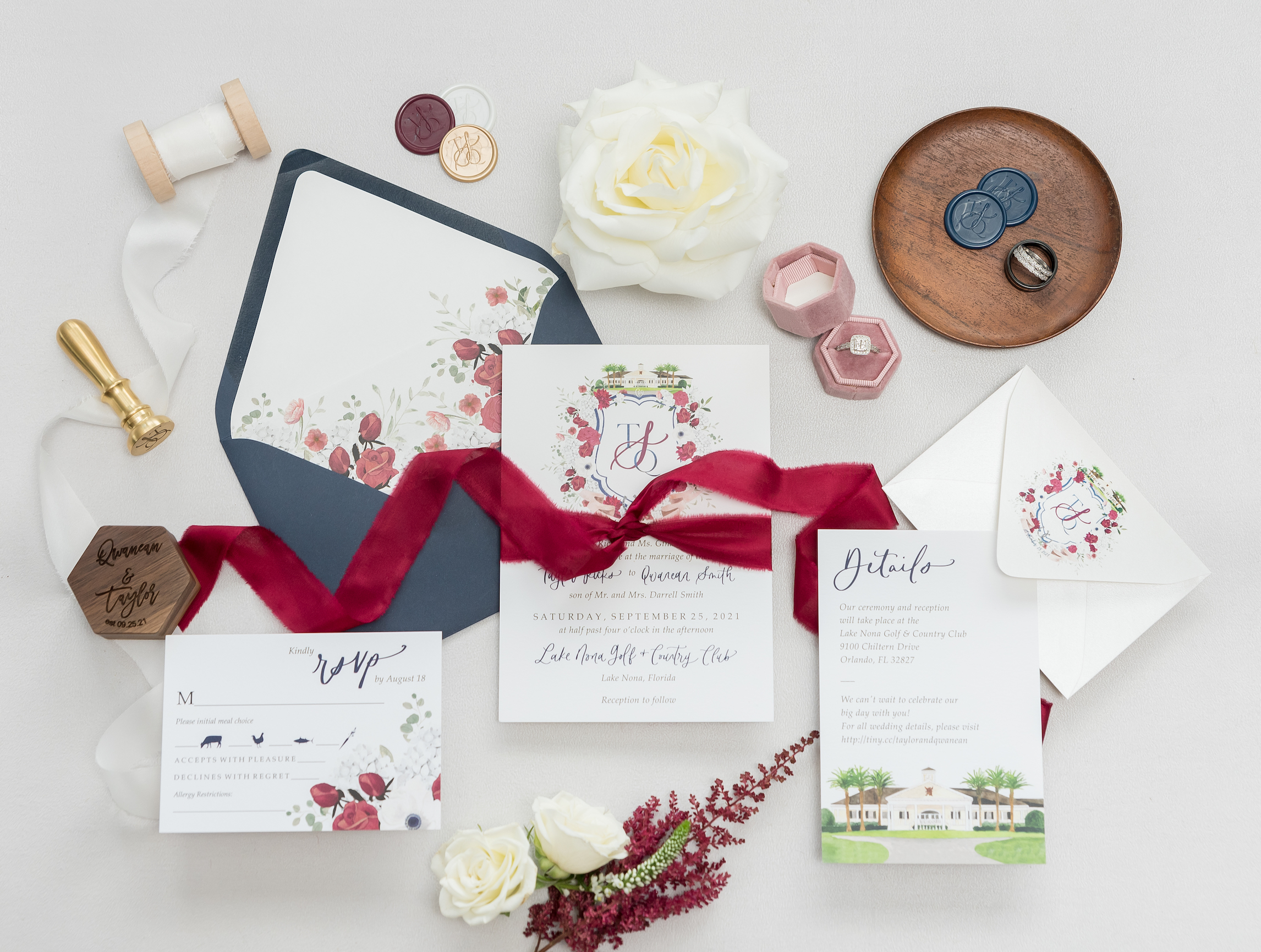 two peas wedding flatlay details