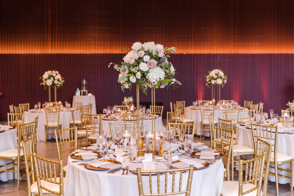 tall blush wedding centerpieces