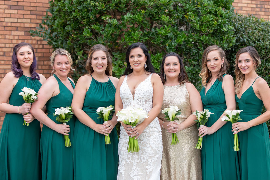 hunter green bridesmaids dresses