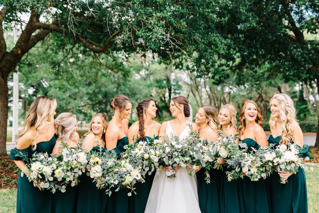 hunter green bridesmaids dresses