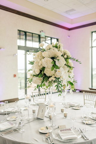 tall white wedding centerpiece