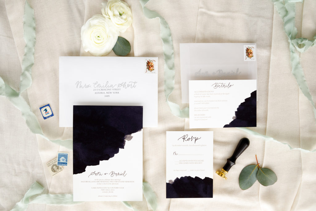 modern custom wedding invitation