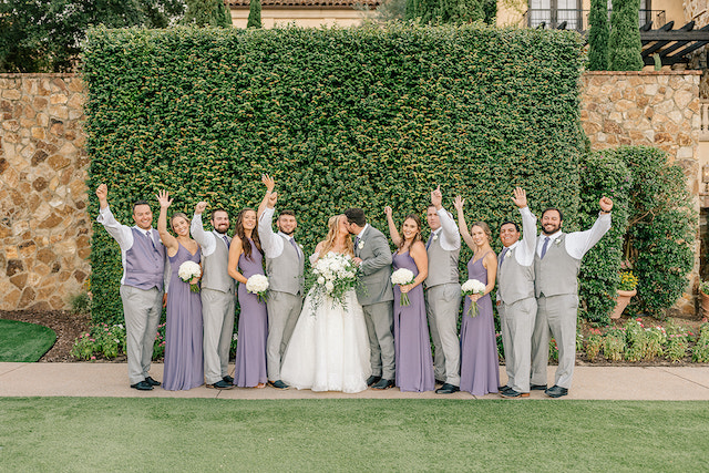 purple grey wedding party