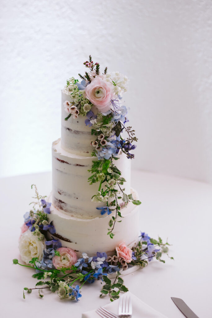 semi naked wedding cake