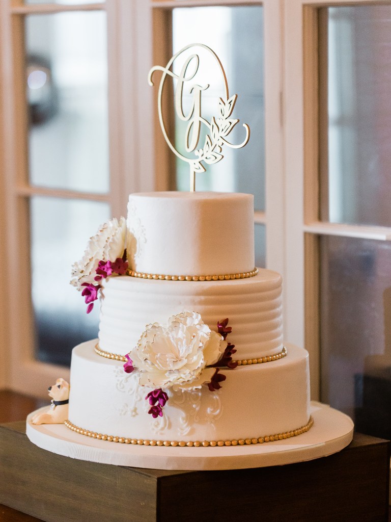 white gold wedding cake