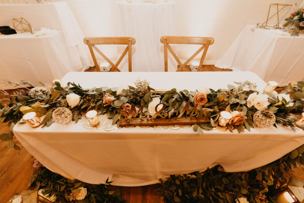 wedding garland sweetheart table